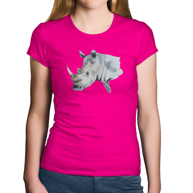 Baby Look Algodão Rinoceronte - Rosa