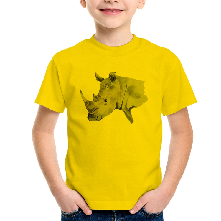 Camiseta Infantil Rinoceronte - Amarela