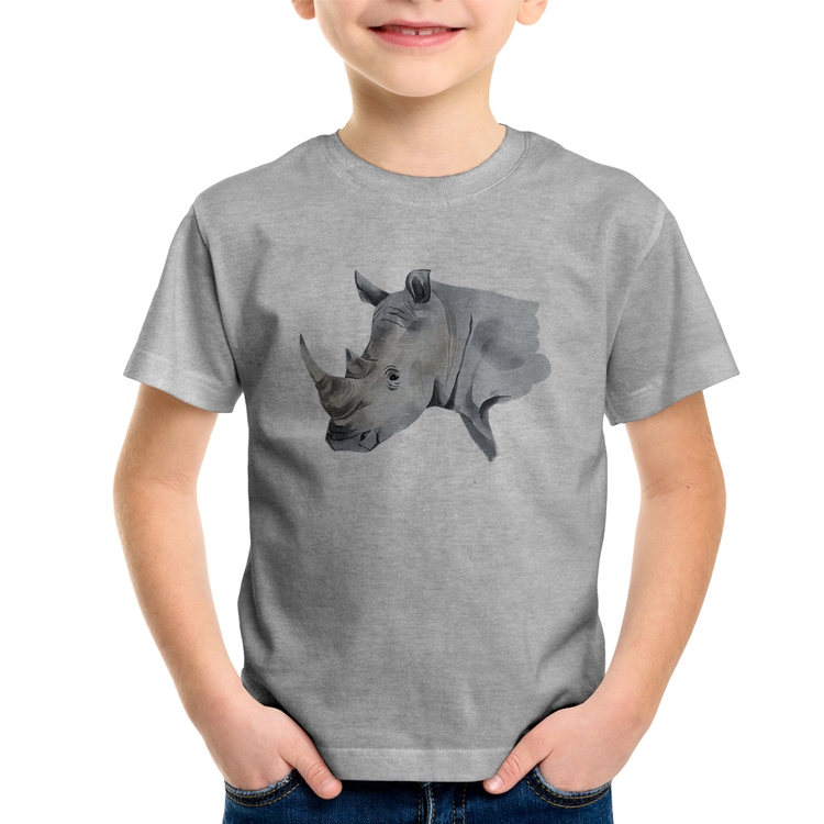 Camiseta Infantil Rinoceronte - Cinza