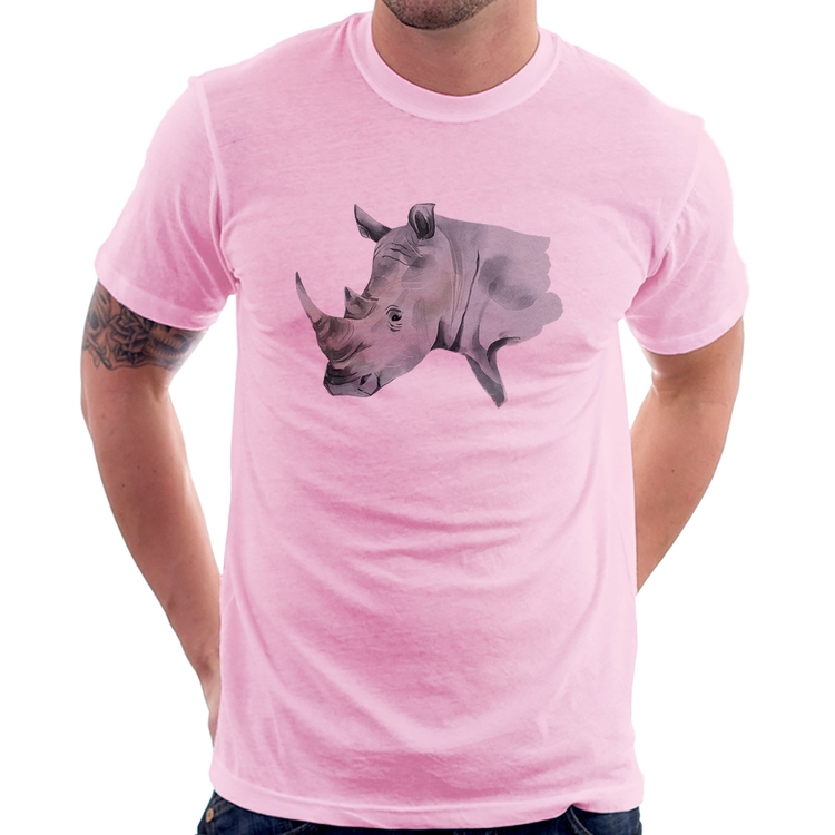 Camiseta Rinoceronte - Rosa Bebê