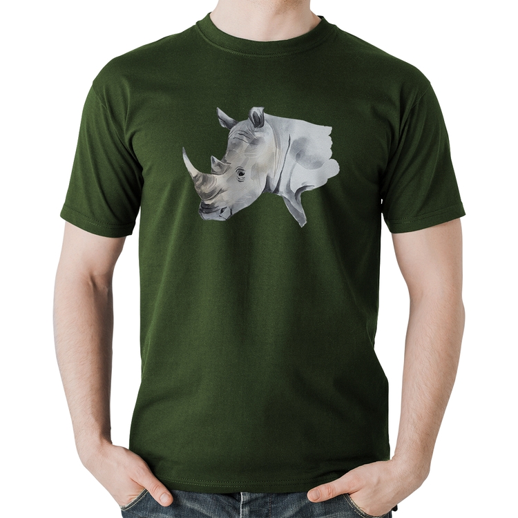Camiseta Algodão Rinoceronte - Musgo