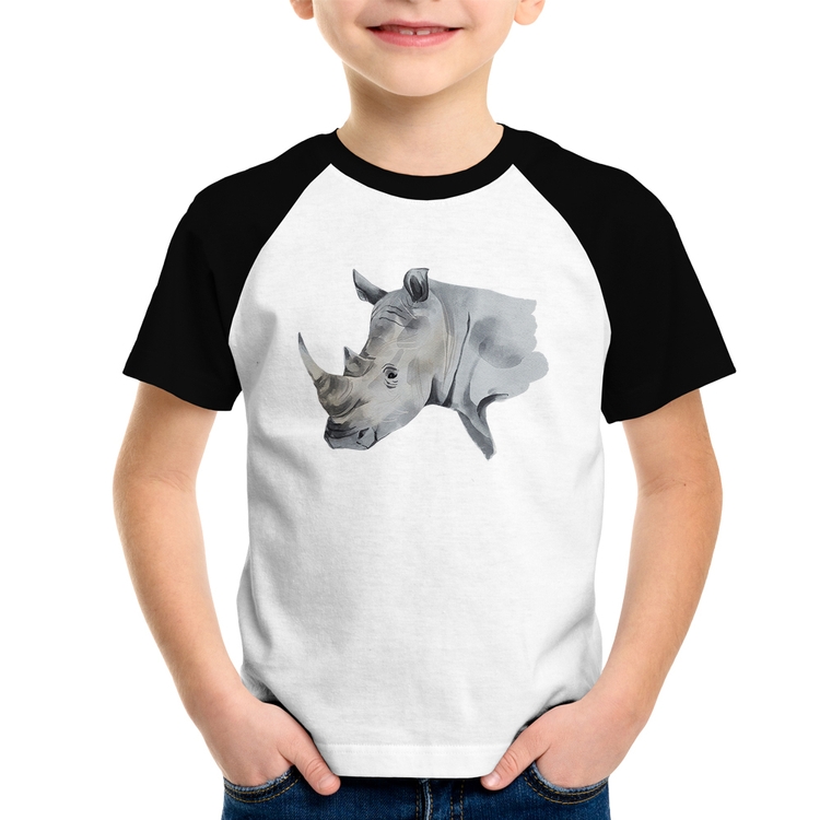 Camiseta Raglan Infantil Rinoceronte