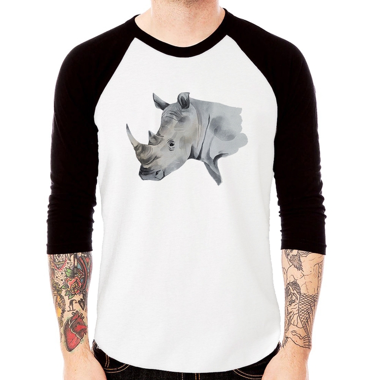 Camiseta Raglan Rinoceronte Manga 3/4