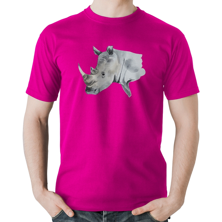 Camiseta Algodão Rinoceronte - Rosa