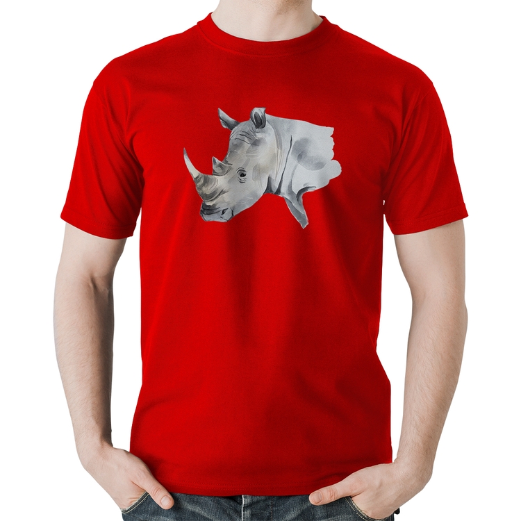 Camiseta Algodão Rinoceronte - Vermelha