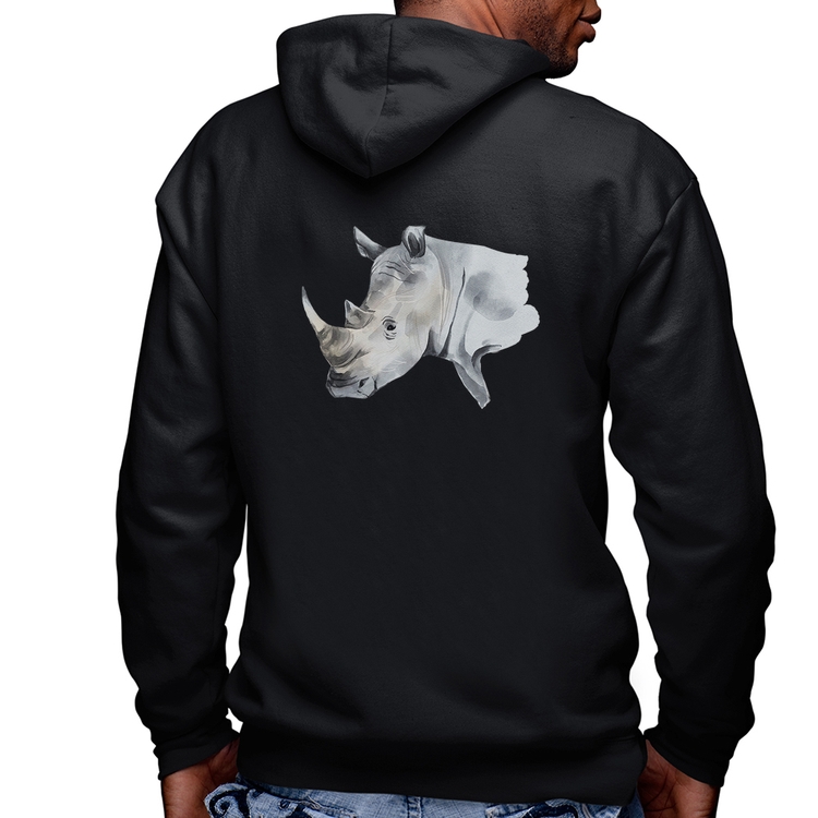 Blusa Moletom Rinoceronte Masculina com Capuz e Zíper