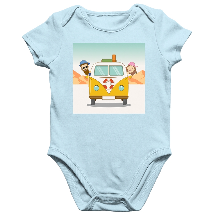 Body Bebê Algodão Road Trip - Azul Bebê