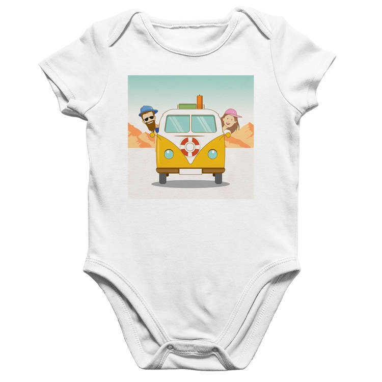 Body Bebê Algodão Road Trip - Branco