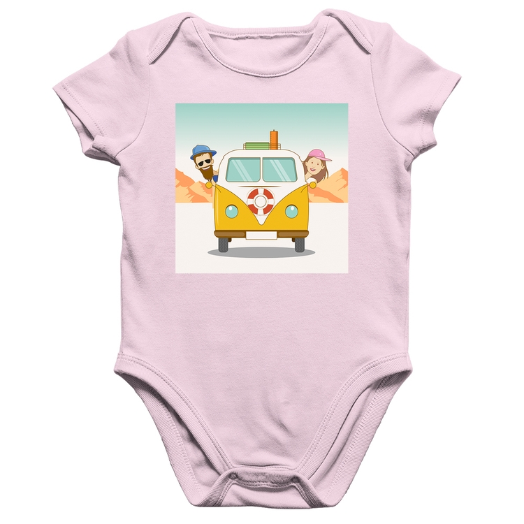 Body Bebê Algodão Road Trip - Rosa Bebê
