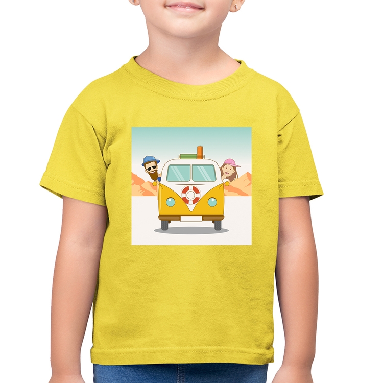Camiseta Algodão Infantil Road Trip - Amarelo Canário