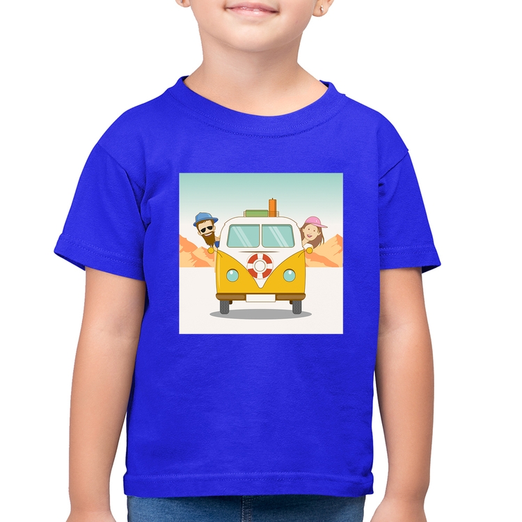 Camiseta Algodão Infantil Road Trip - Azul Royal