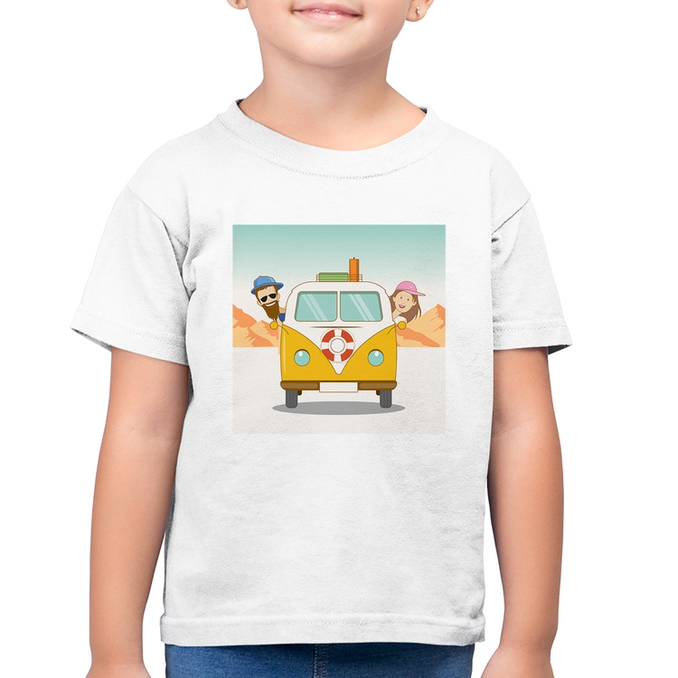 Camiseta Algodão Infantil Road Trip - Branca