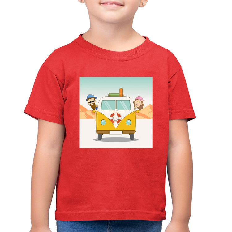 Camiseta Algodão Infantil Road Trip - Vermelha
