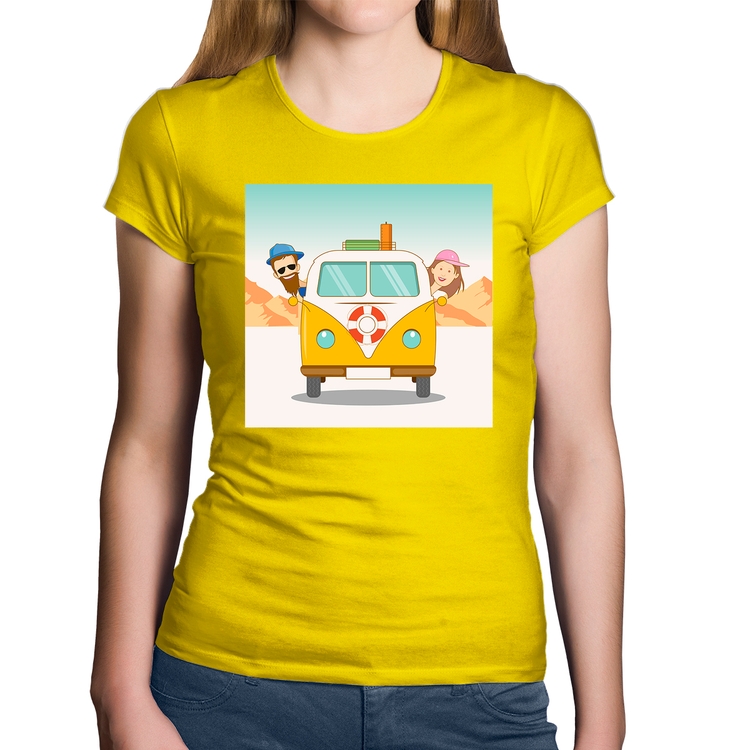 Baby Look Algodão Road Trip - Amarela