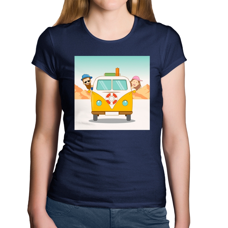 Baby Look Algodão Road Trip - Marinho