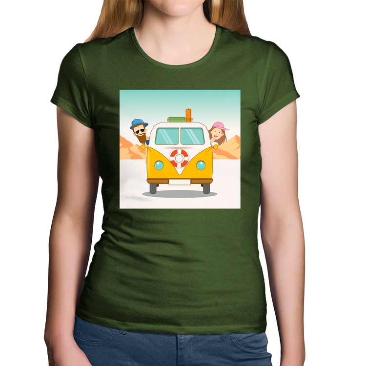 Baby Look Algodão Road Trip - Musgo