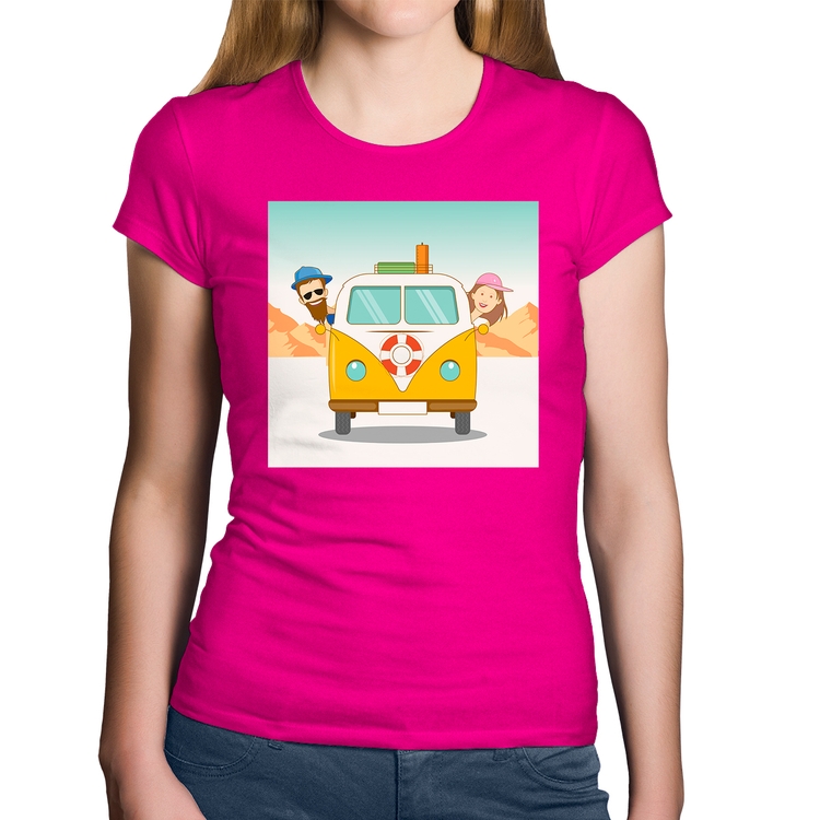 Baby Look Algodão Road Trip - Rosa