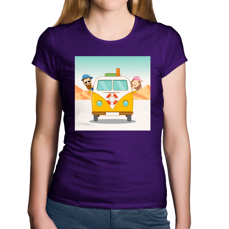 Baby Look Algodão Road Trip - Roxa