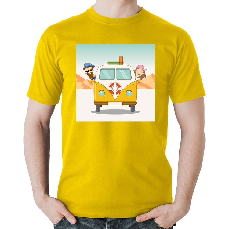 Camiseta Algodão Road Trip - Amarela