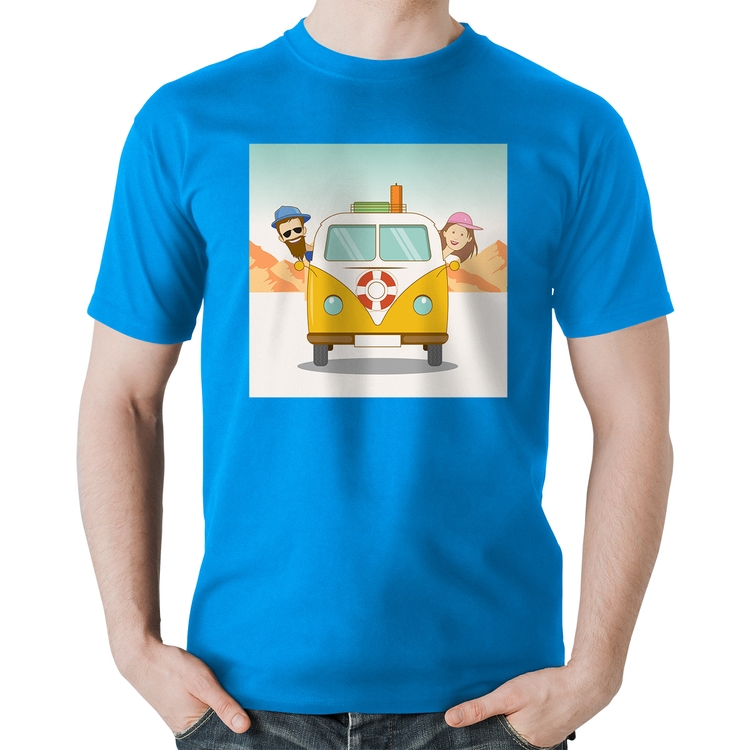 Camiseta Algodão Road Trip - Azul