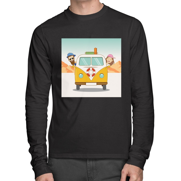 Camiseta Algodão Road Trip Manga Longa