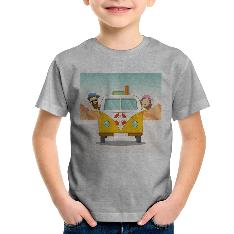 Camiseta Infantil Road Trip - Cinza