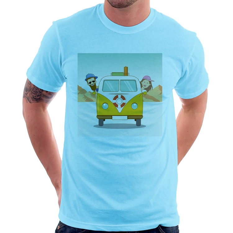 Camiseta Road Trip - Azul Bebê