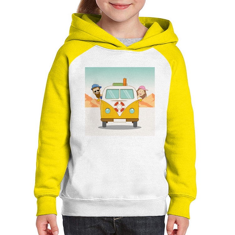 Moletom Infantil Road Trip - Branco/Amarelo