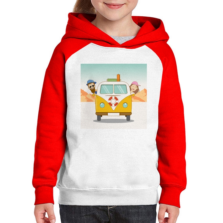 Moletom Infantil Road Trip - Branco/Vermelho