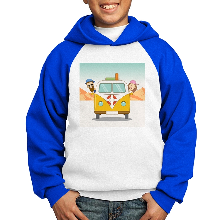 Moletom Infantil Road Trip - Branco/Azul