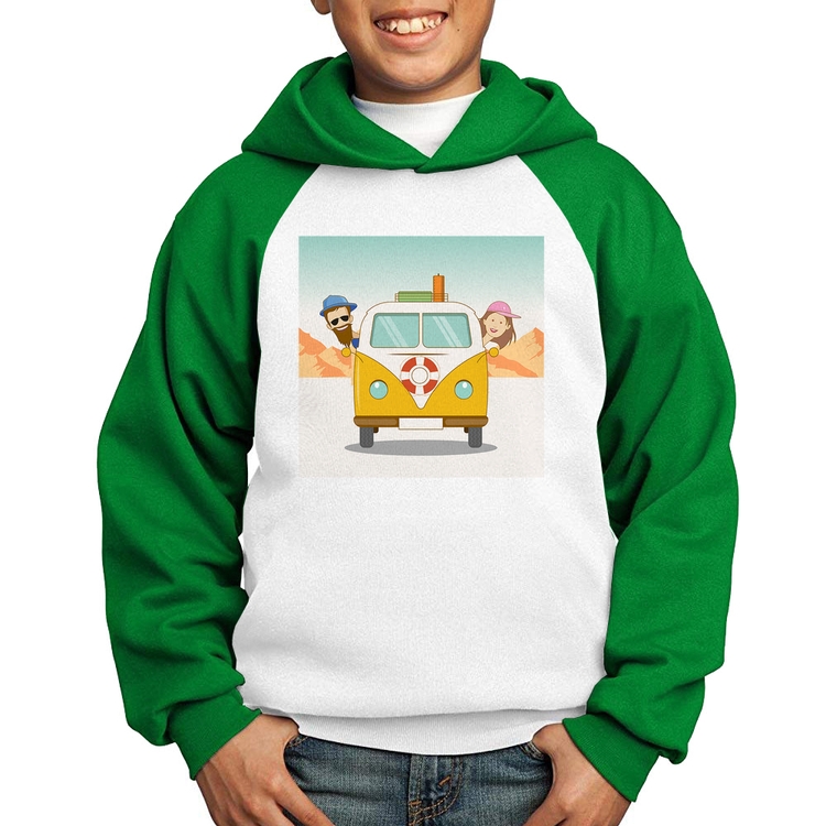 Moletom Infantil Road Trip - Branco/Verde
