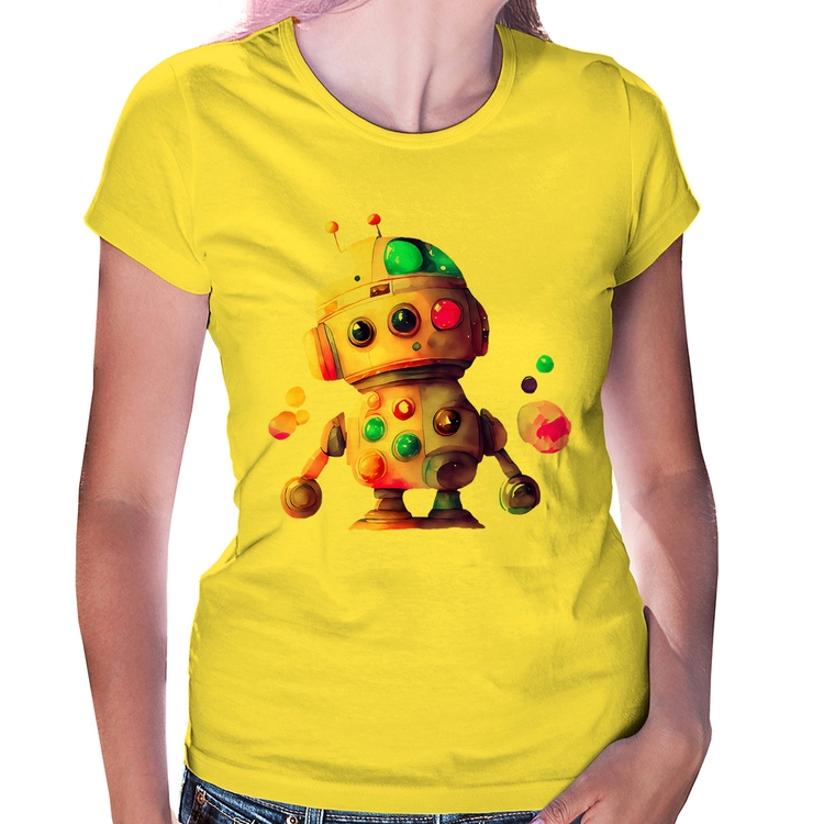 Baby Look Robô Colorido - Amarela