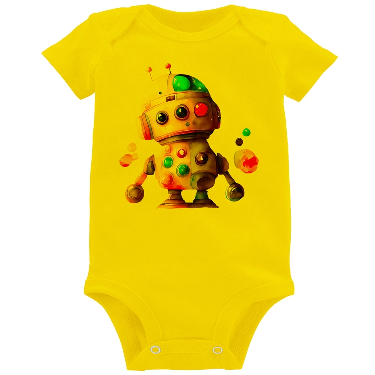 Body Bebê Robô Colorido - Amarelo