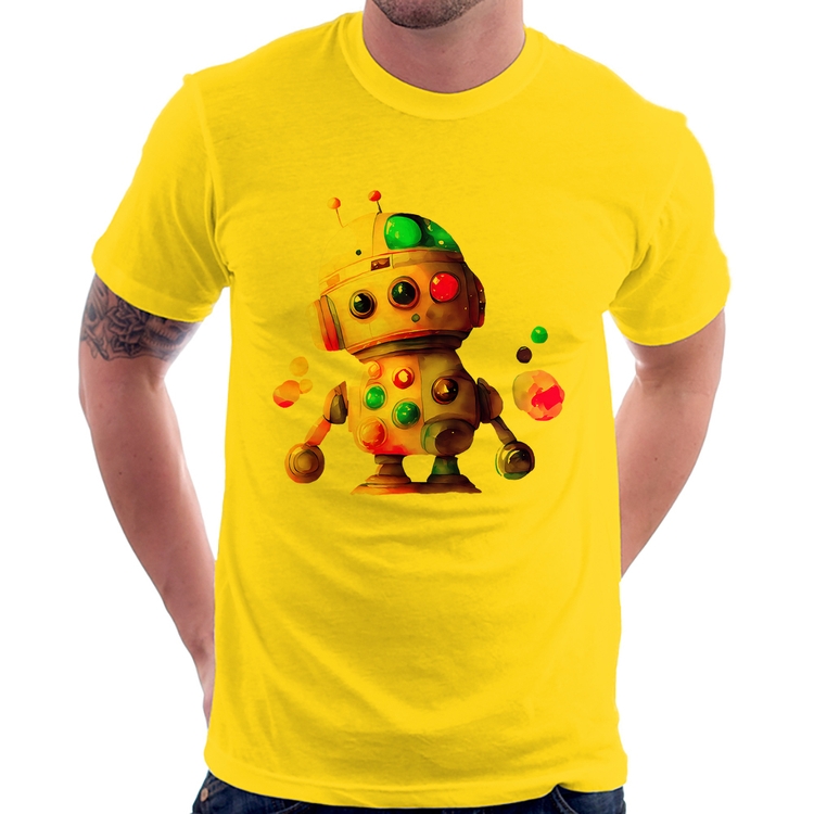 Camiseta Robô Colorido - Amarela