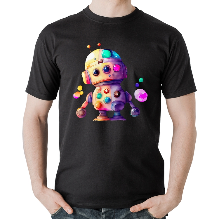 Camiseta Algodão Robô Colorido