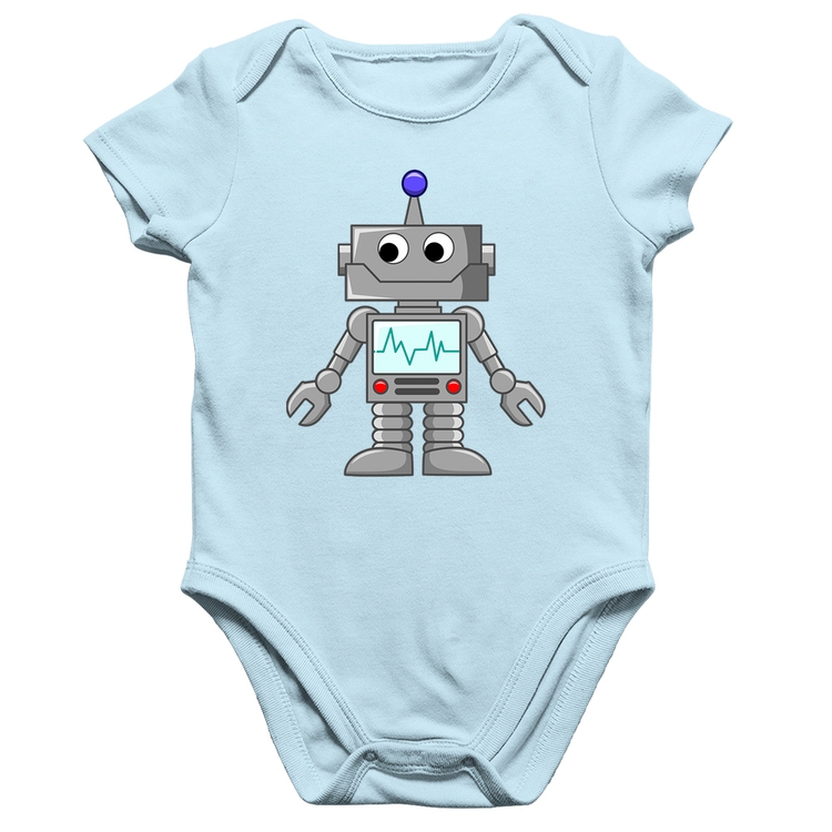 Body Bebê Algodão Robozinho - Azul Bebê