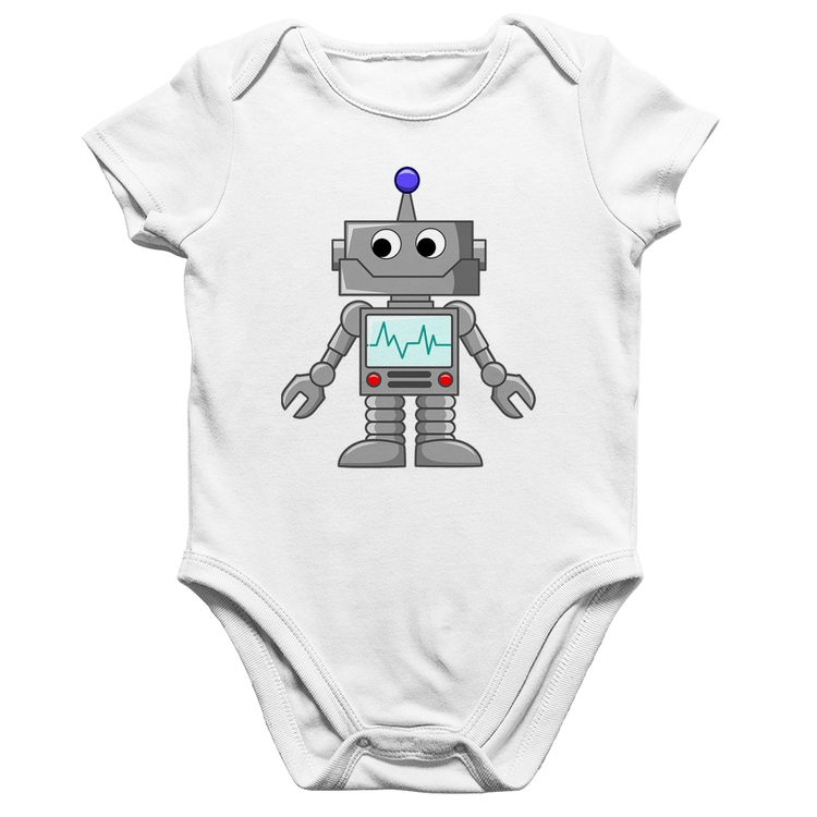 Body Bebê Algodão Robozinho - Branco