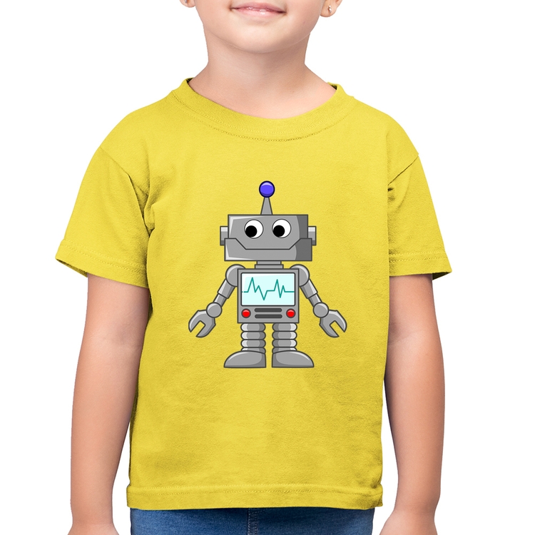 Camiseta Algodão Infantil Robozinho - Amarelo Canário