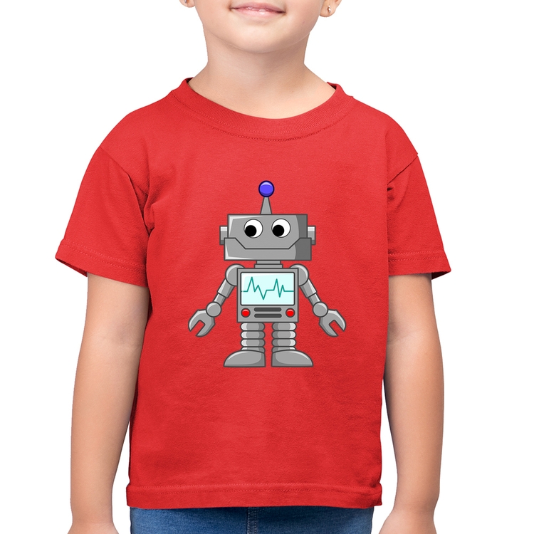 Camiseta Algodão Infantil Robozinho - Vermelha