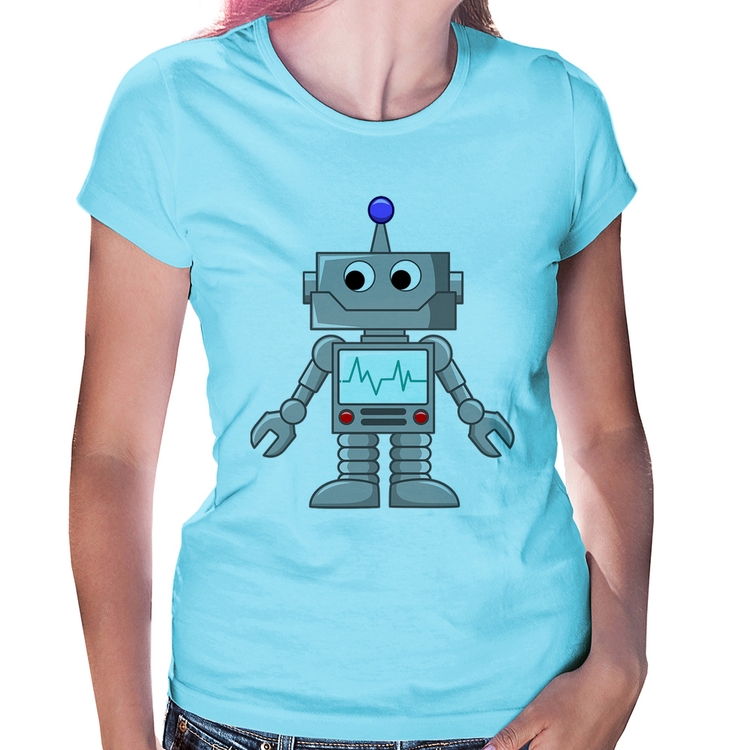 Baby Look Robozinho - Azul Bebê