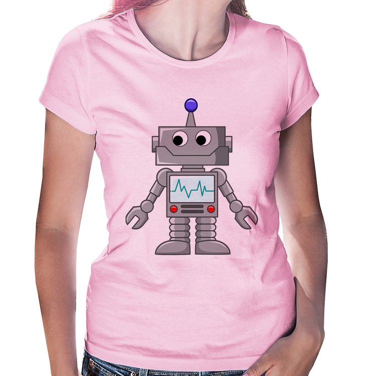 Baby Look Robozinho - Rosa Bebê