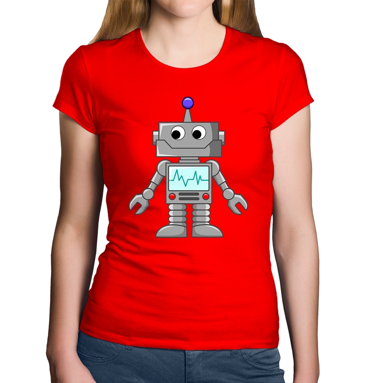 Baby Look Algodão Robozinho - Vermelha