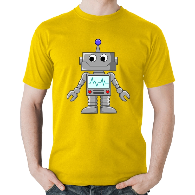 Camiseta Algodão Robozinho - Amarela