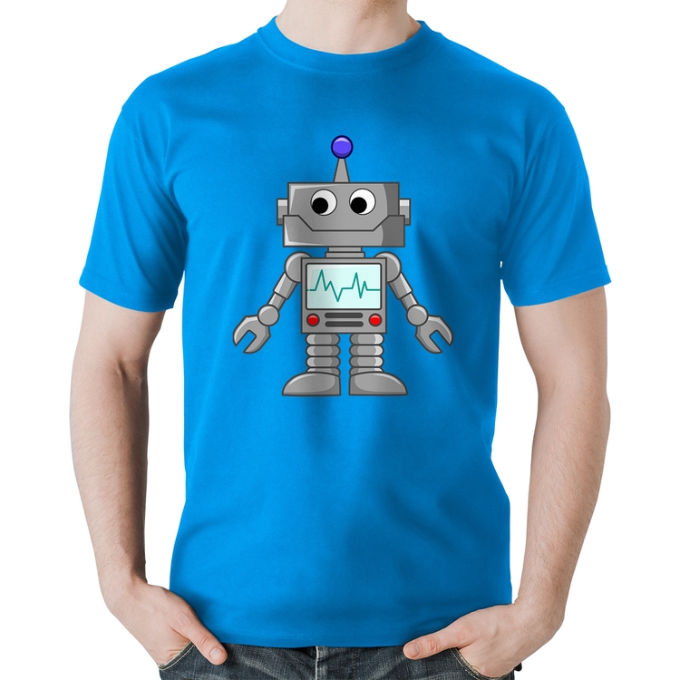 Camiseta Algodão Robozinho - Azul