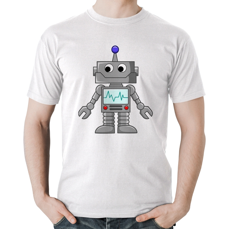 Camiseta Algodão Robozinho - Branca