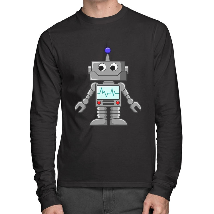 Camiseta Algodão Robozinho Manga Longa