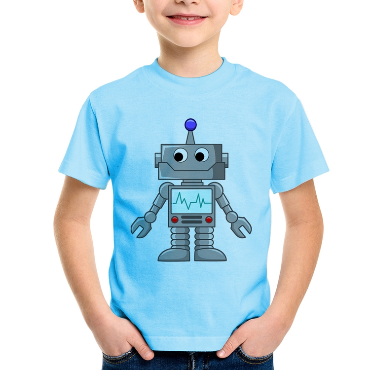 Camiseta Infantil Robozinho - Azul Bebê