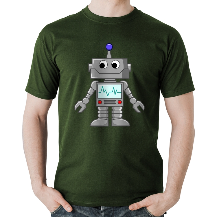 Camiseta Algodão Robozinho - Musgo