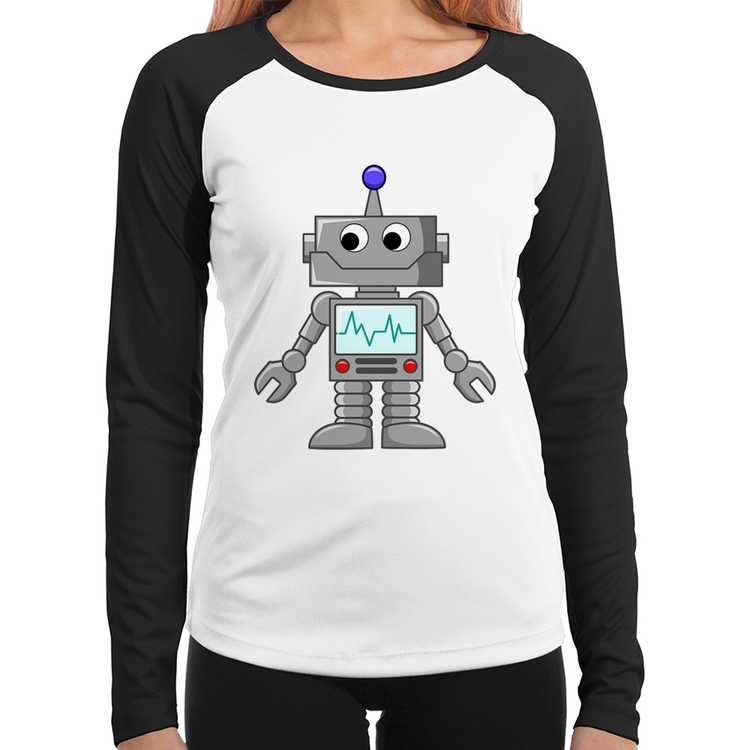 Baby Look Raglan Robozinho Manga Longa