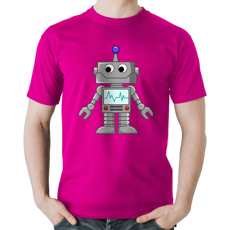 Camiseta Algodão Robozinho - Rosa